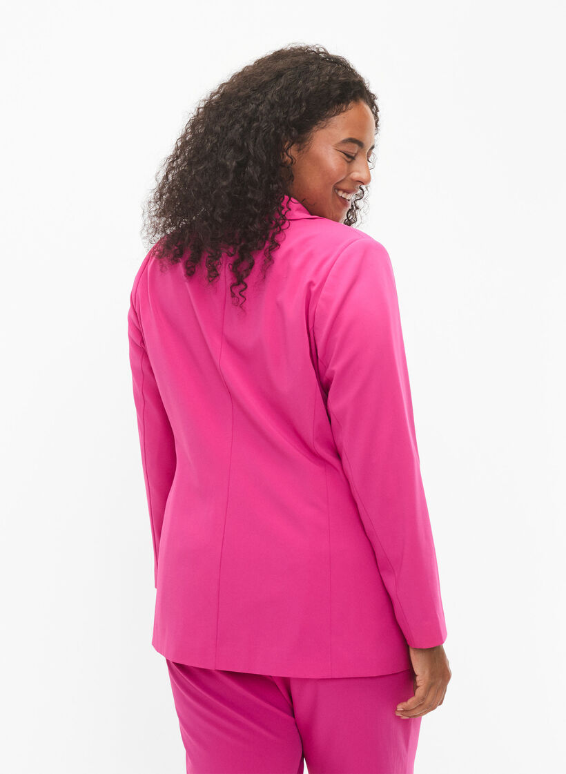 Klassieke blazer met zakken, Festival Fuchsia, Model image number 1