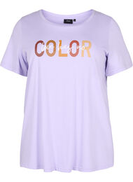 T-shirt in katoen met opdruk, Lavender COLOR