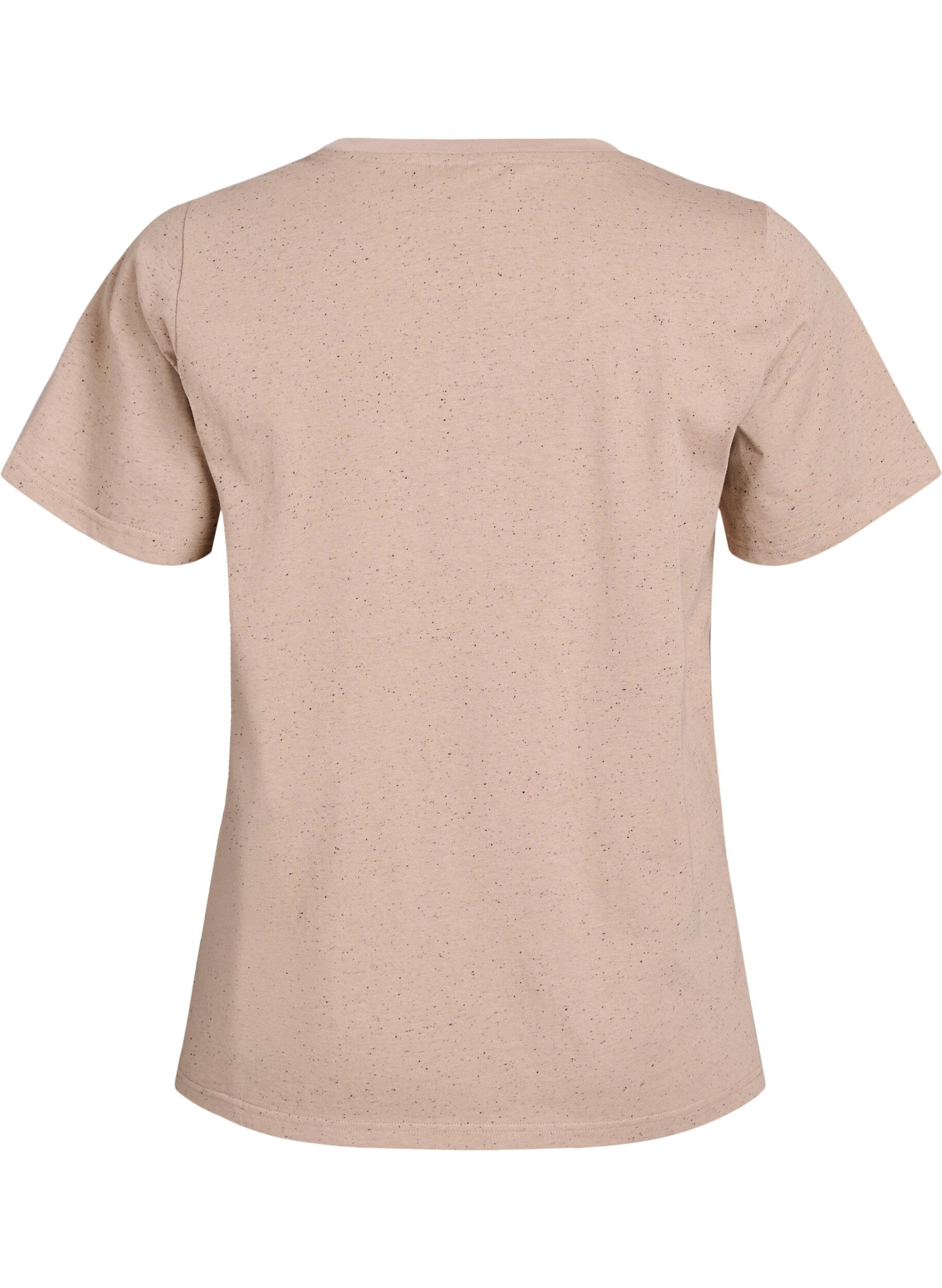 Zizzi Katoenen T-shirt met ronde hals, Beige, Packshot image number 1