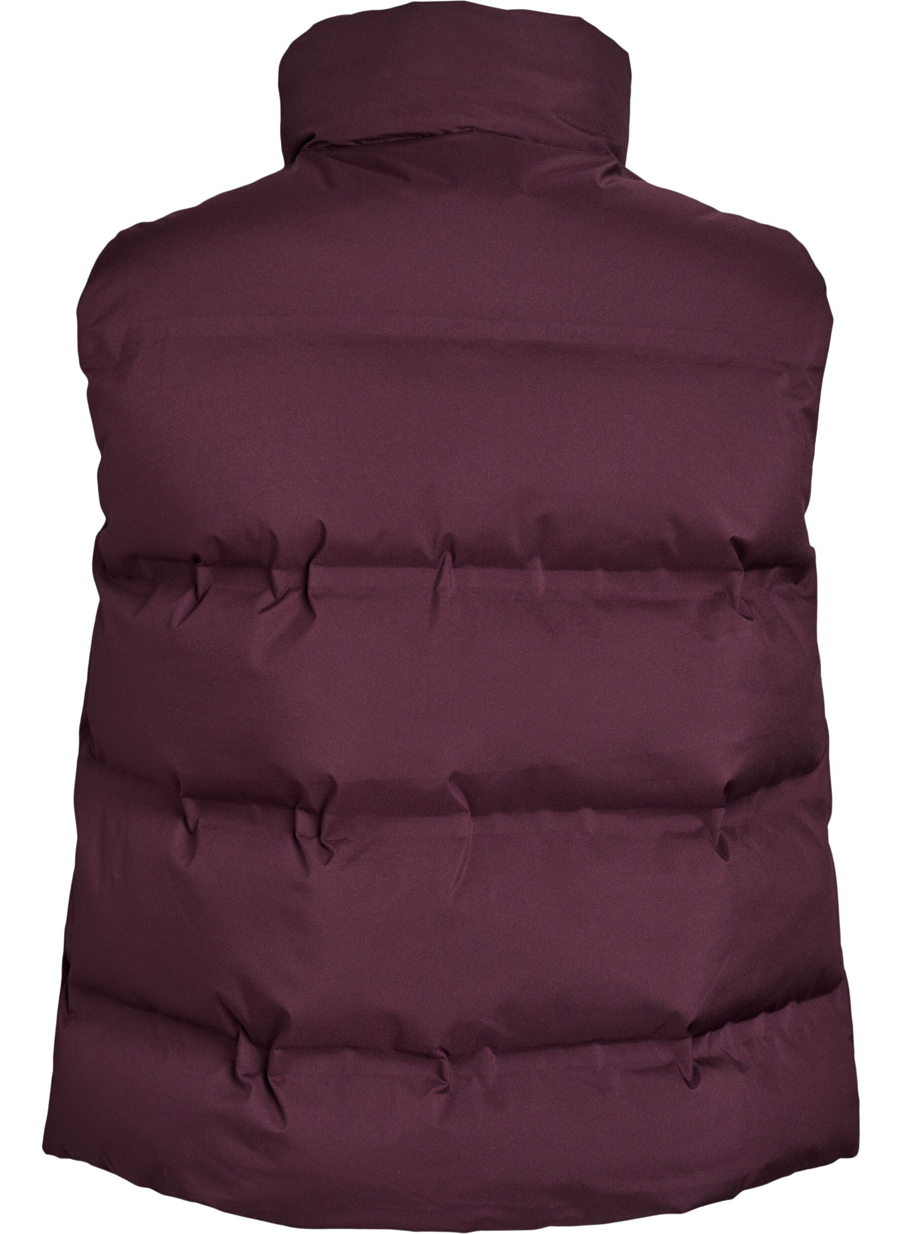 Zizzi Korte puffer bodywarmer met hoge kraag, Donker Bordeaux, Packshot image number 1