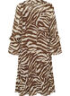 Midi-jurk met ruches en V-hals, Bruin, Packshot image number 1