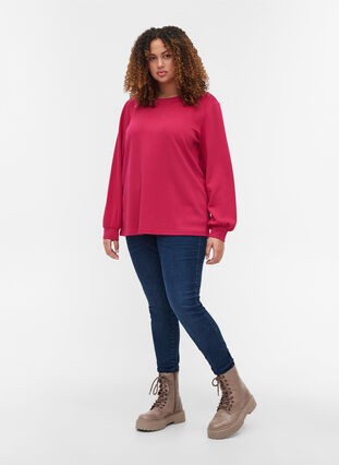 Sweatshirt met ronde hals en lange mouwen, Cerise, Model image number 2