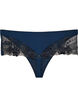 Hipsterstring met bloemenborduursel en normale taille, Blauw, Packshot image number 2