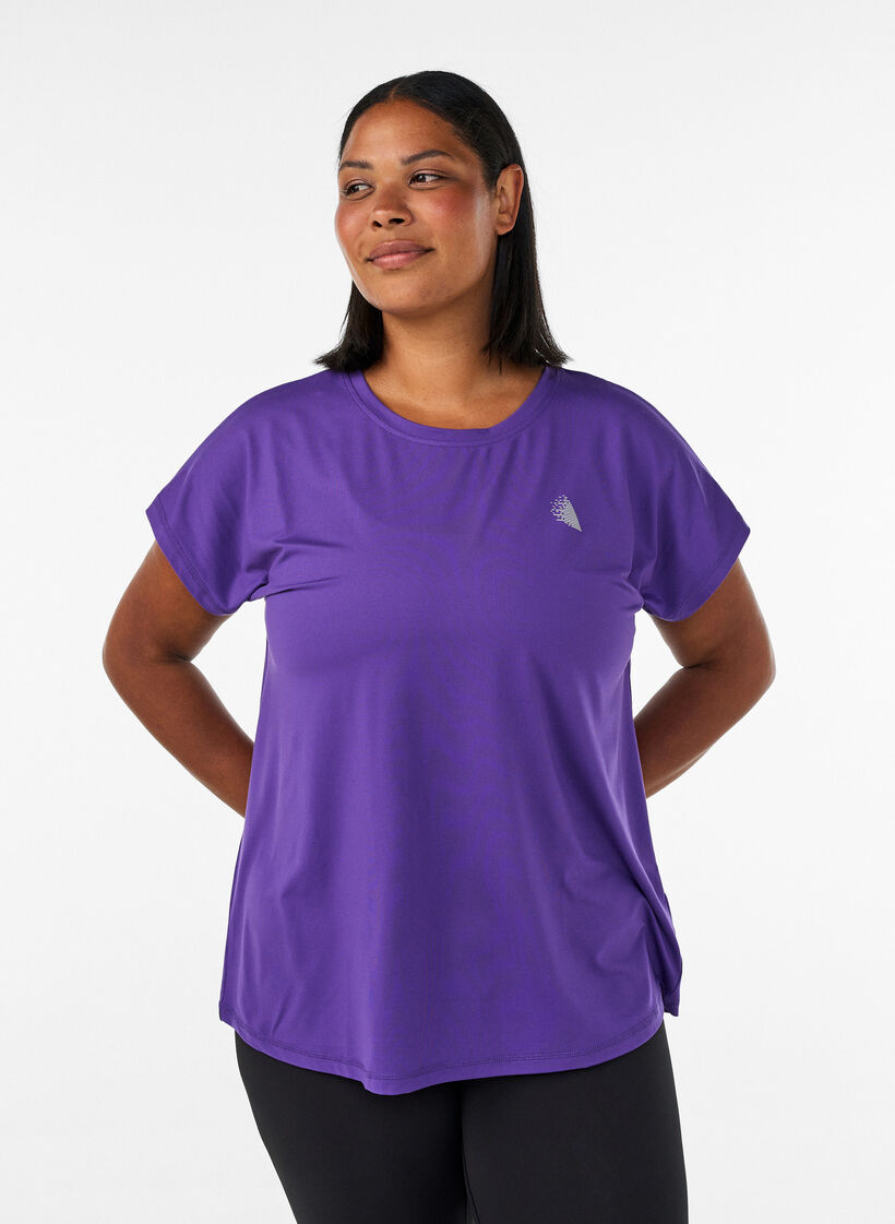 Effen gekleurd trainingsshirt, Paars, Model image number 0