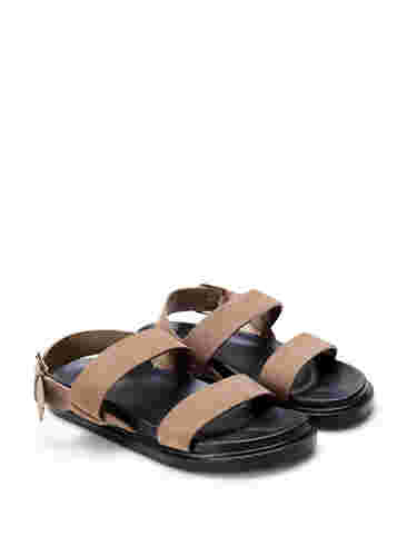 Sandaal met brede pasvorm in suède, Brown, Packshot image number 1