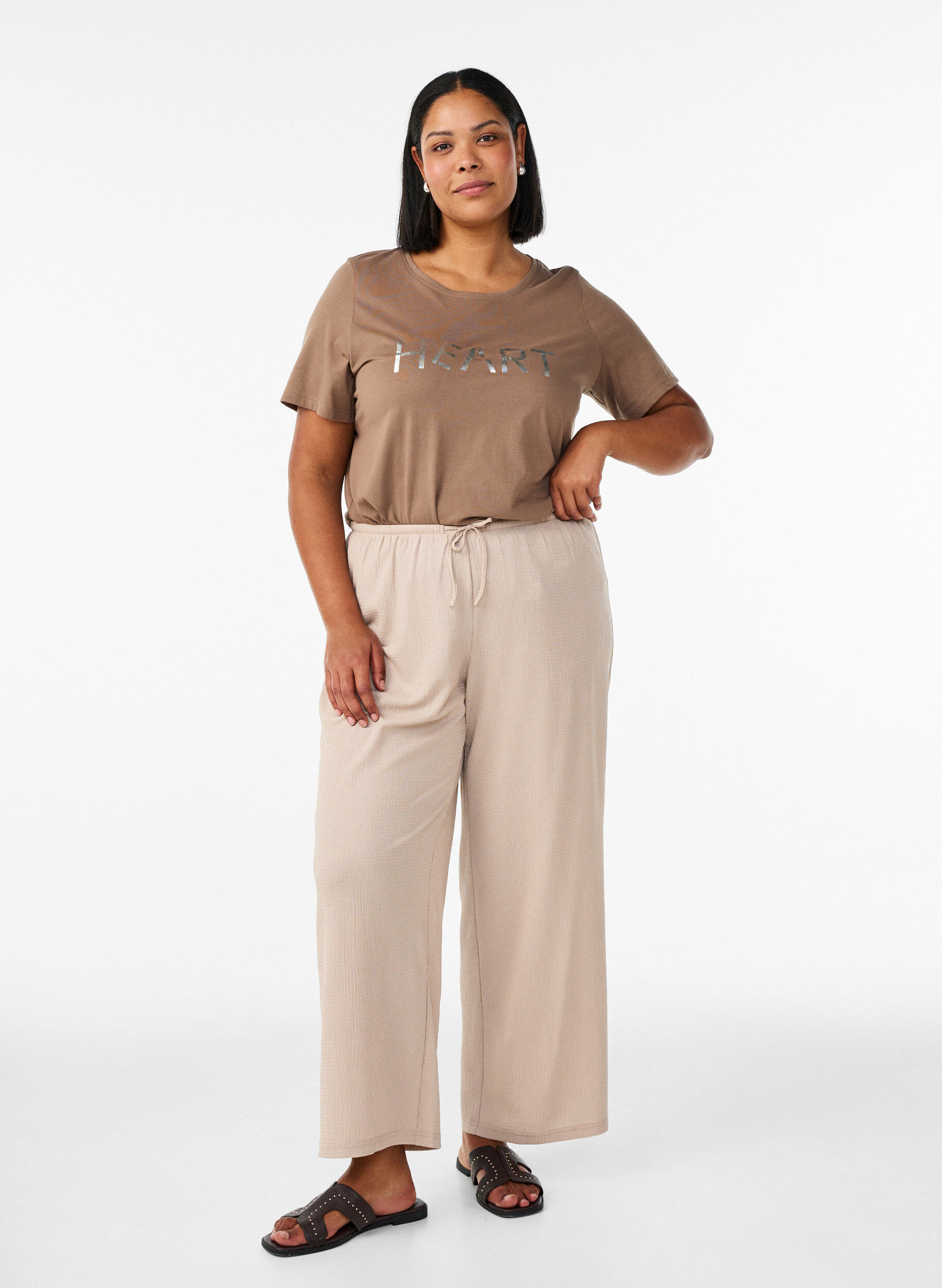 ZizziT-shirt met print, Bruin, Model image number 1