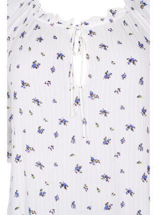Gebloemde viscose blouse met halflange mouwen, Bright White Flower, Packshot image number 2