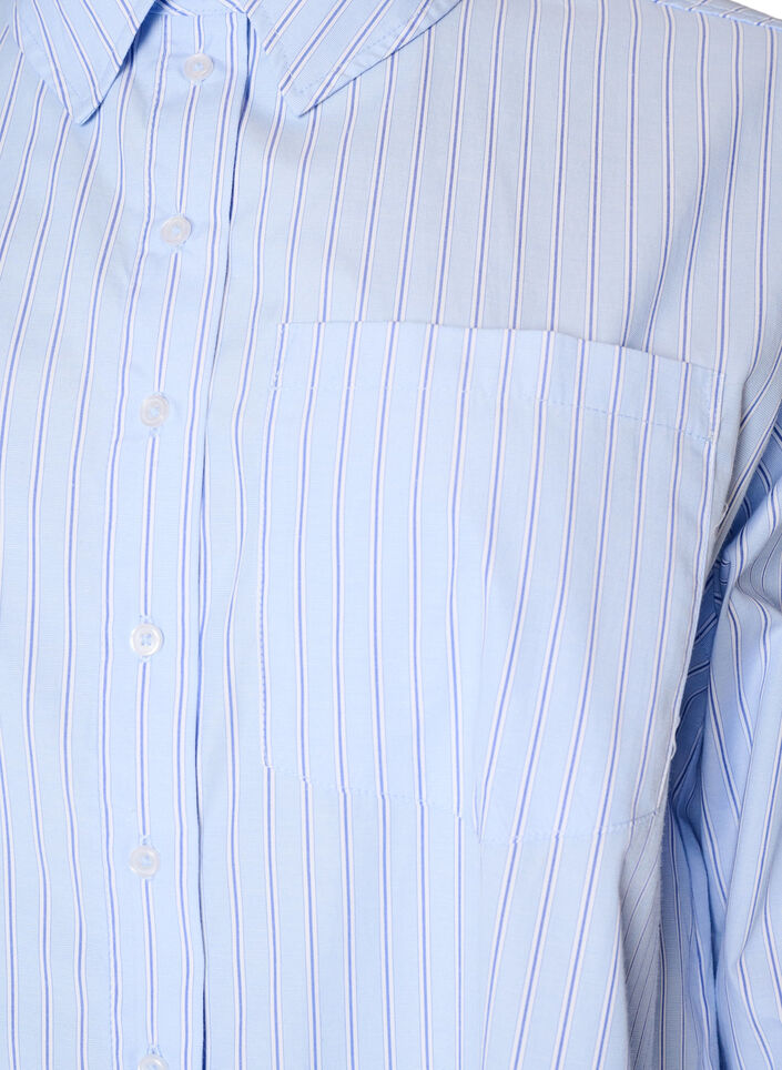Gestreept shirt met wijde manchetten, Blauw, Packshot image number 2