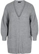 Lang gebreid vest met rits en zakken, Medium Grey Melange, Packshot image number 0