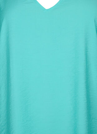 Viscose top met korte mouwen en v-hals, Turquoise, Packshot image number 2