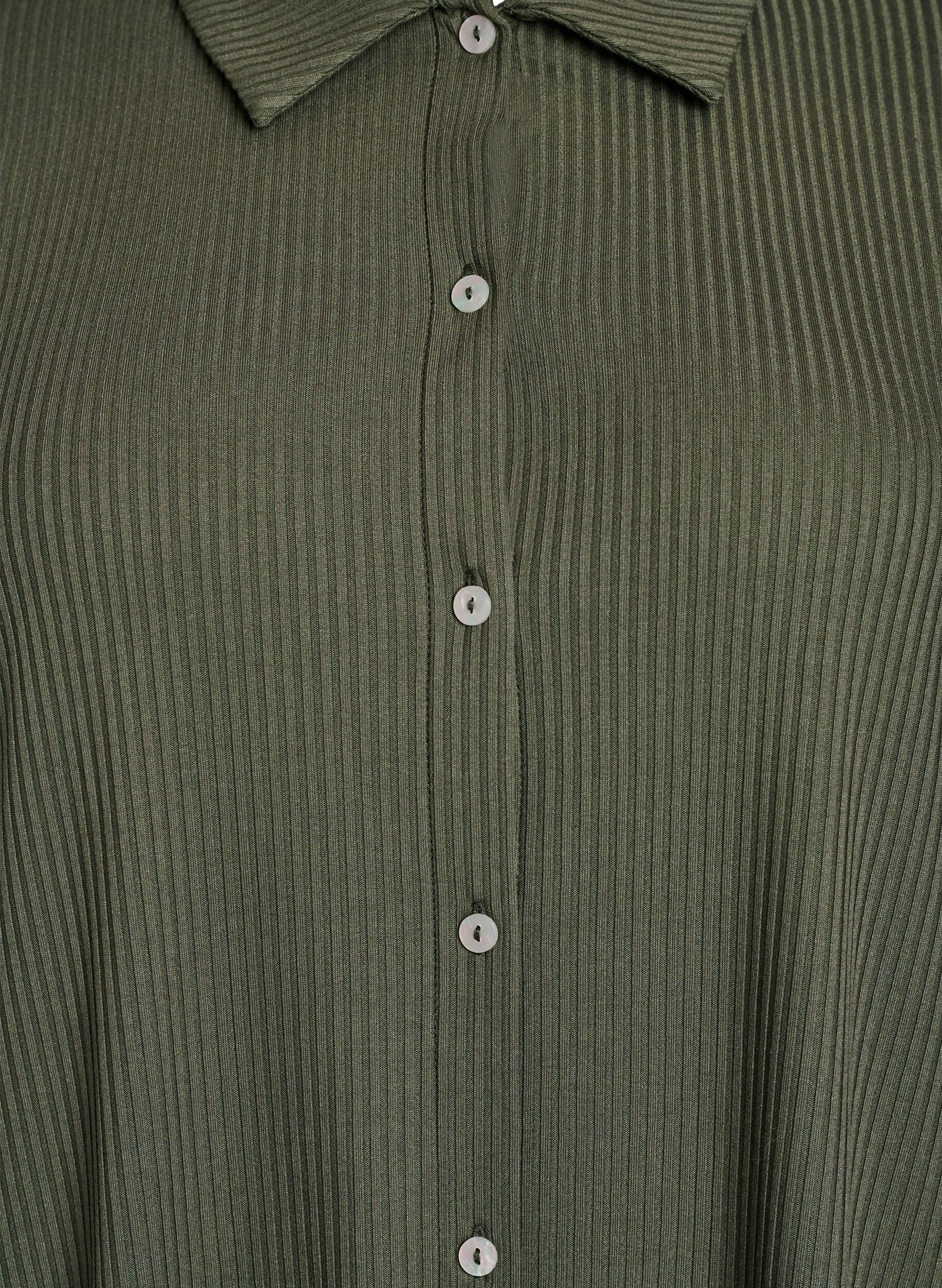 Zizzi Jersey maxi jurk met kraag en korte mouwen, Groen, Packshot image number 2