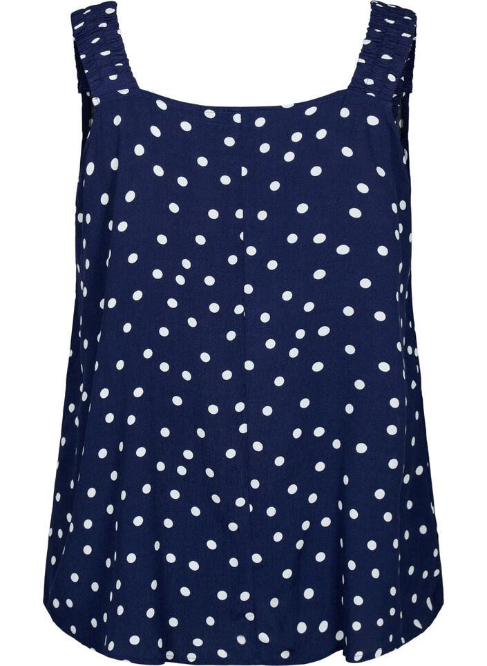 Bedrukte top van viscose met a-vorm, Peacoat Dot, Packshot image number 1