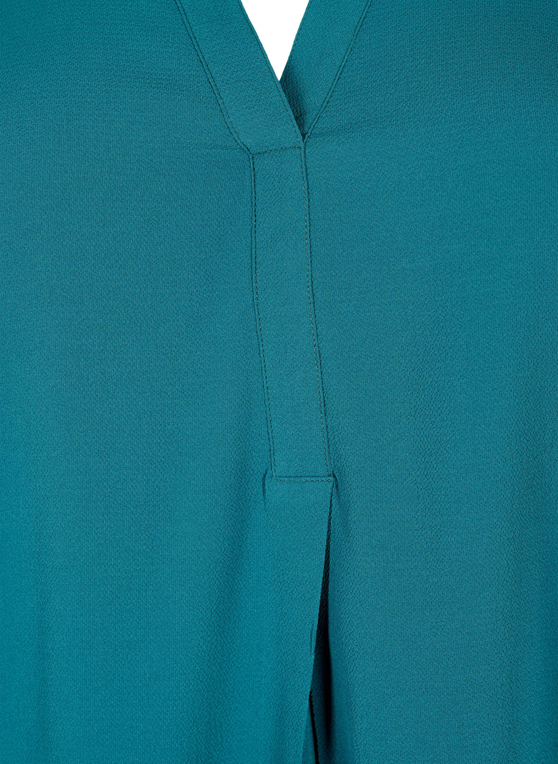Zizzi Effen blouse met v-hals, Deep Teal, Packshot image number 2