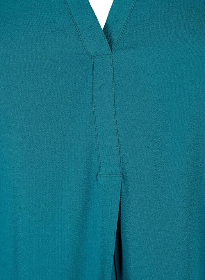 Effen blouse met v-hals, Deep Teal, Packshot image number 2