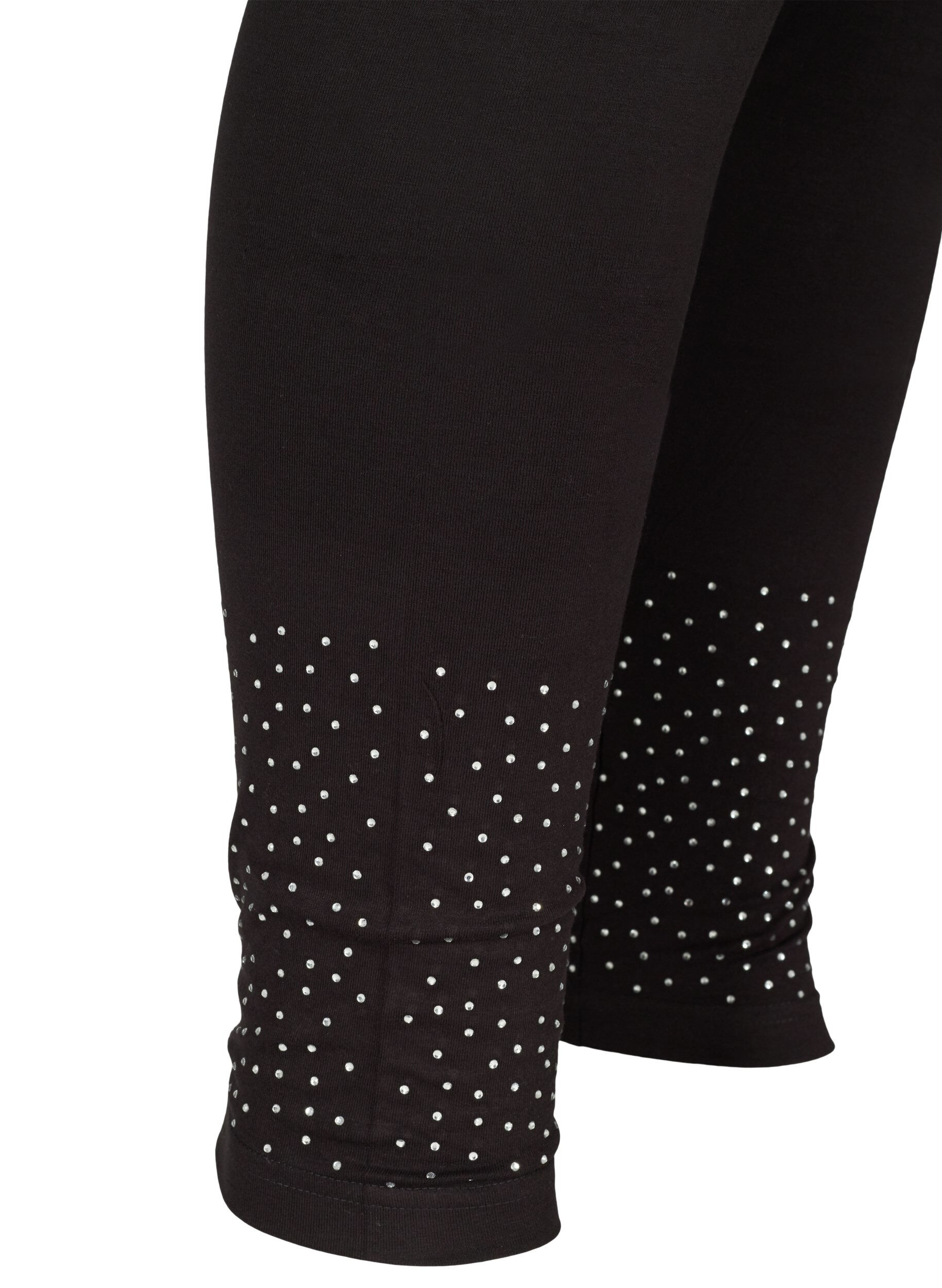 Zizzi Legging in viscosemix met decoratieve steentjes, Black, Packshot image number 3
