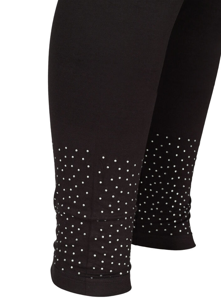 Legging in viscosemix met decoratieve steentjes, Black, Packshot image number 3
