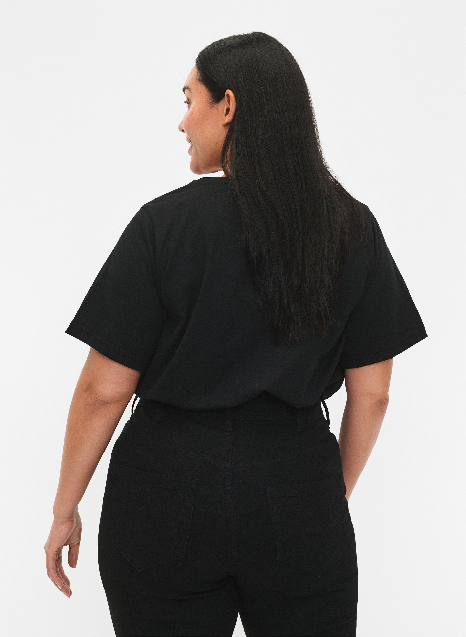 Zizzi FLASH - 2-pack t-shirt met motief, Black/Port Royale , Model image number 1