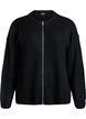 Breigoed cardigan met ritssluiting, Zwart, Packshot image number 0