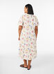 Midi jurk in linnen en viscose met ruchesmouwen, Beige, Model image number 1