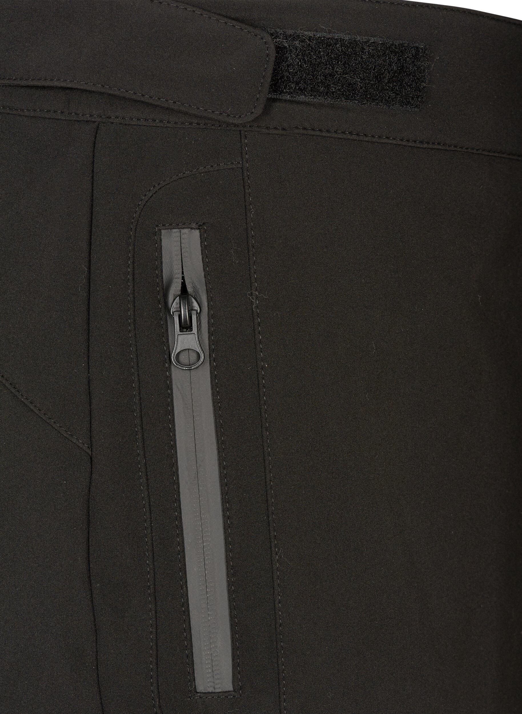 Zizzi Softshell broek met verstelbaar velcro, Zwart, Packshot image number 3