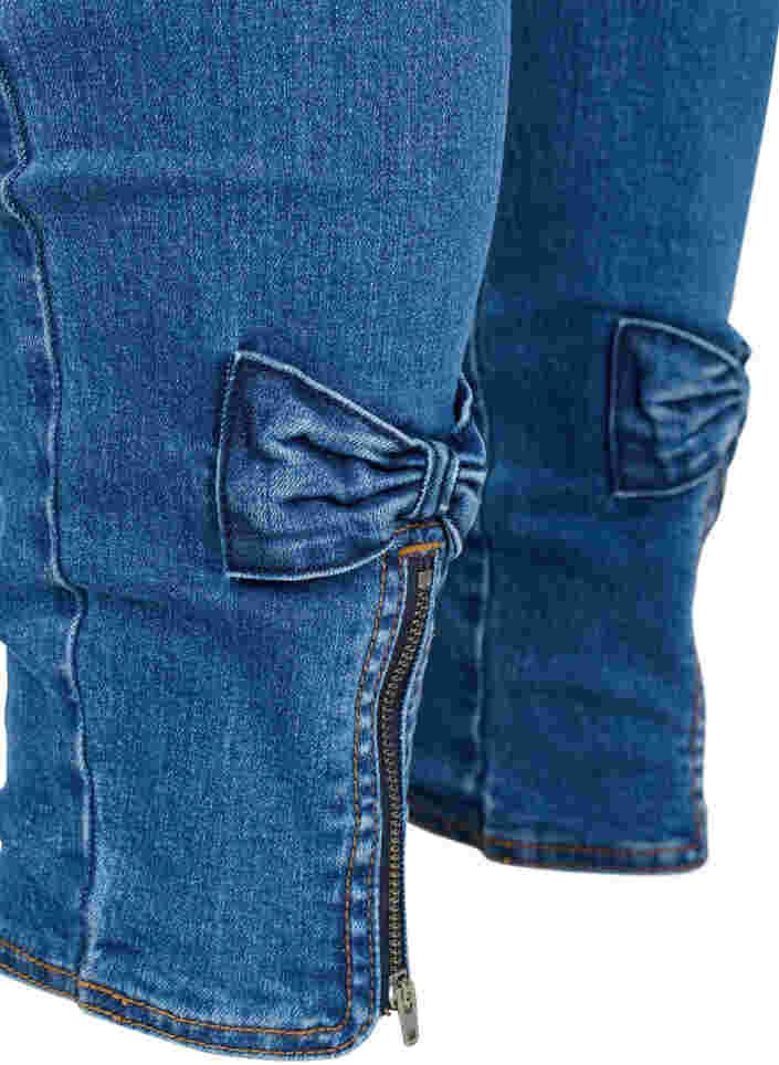 Super slim fit Amy jeans met strikje en rits, Dark blue, Packshot image number 3