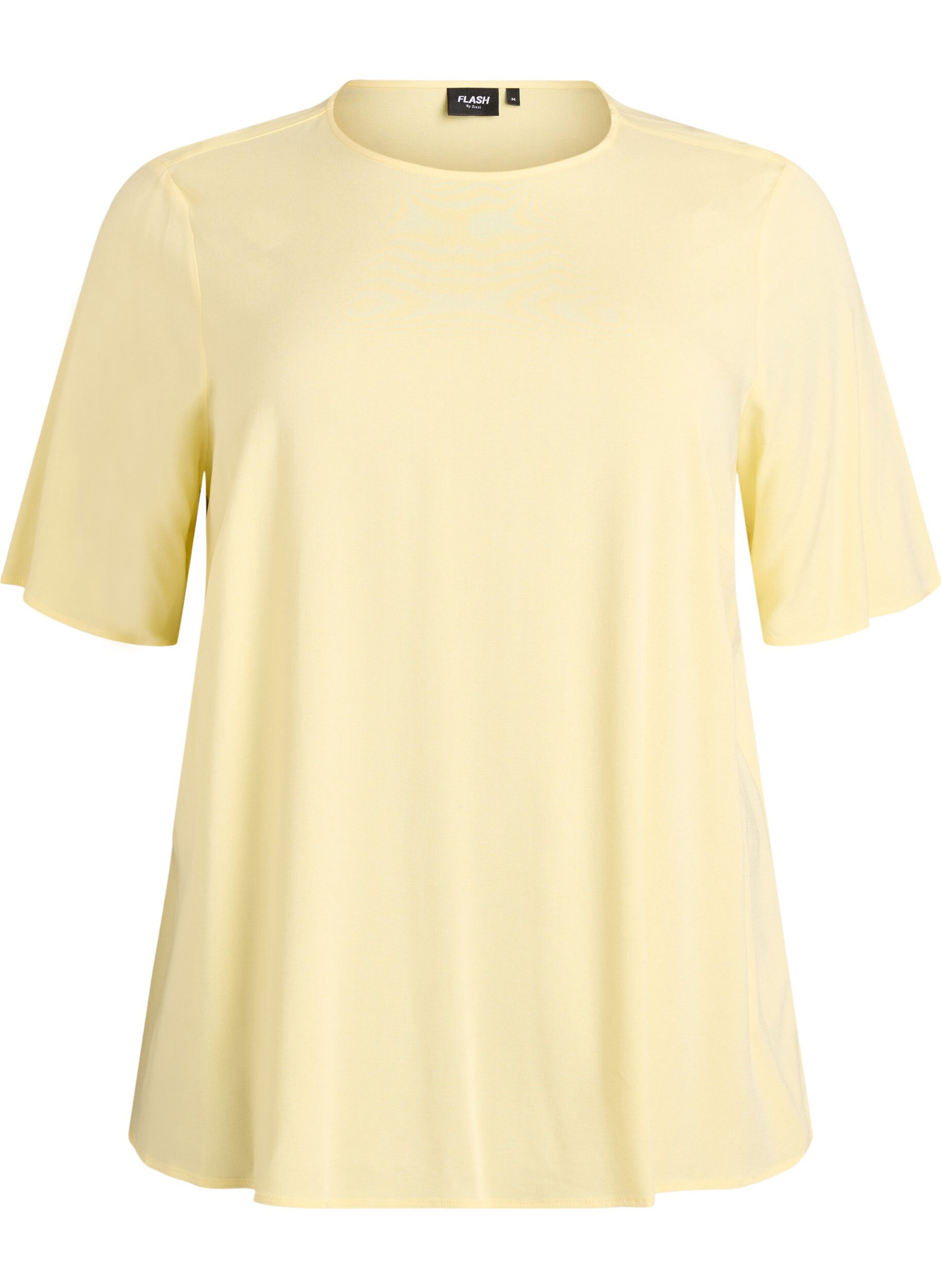FLASH - Geweven blouse met korte mouwen en ronde hals