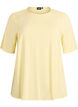 Geweven blouse met korte mouwen en ronde hals, Geel, Packshot image number 0