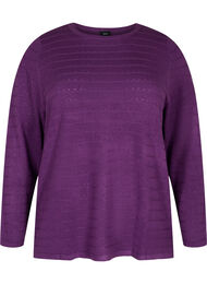 Gebreide blouse met structuur en ronde hals, Amaranth Purple