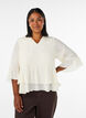 Blouse met 3/4-mouwen en ruchesdetails, Vanille, Model image number 0