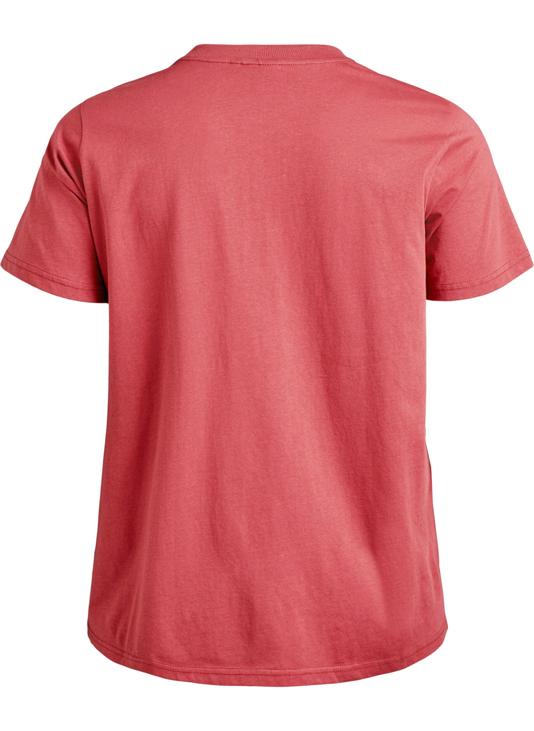 Zizzi Basic katoenen T-shirt met ronde hals, Rood, Packshot image number 1