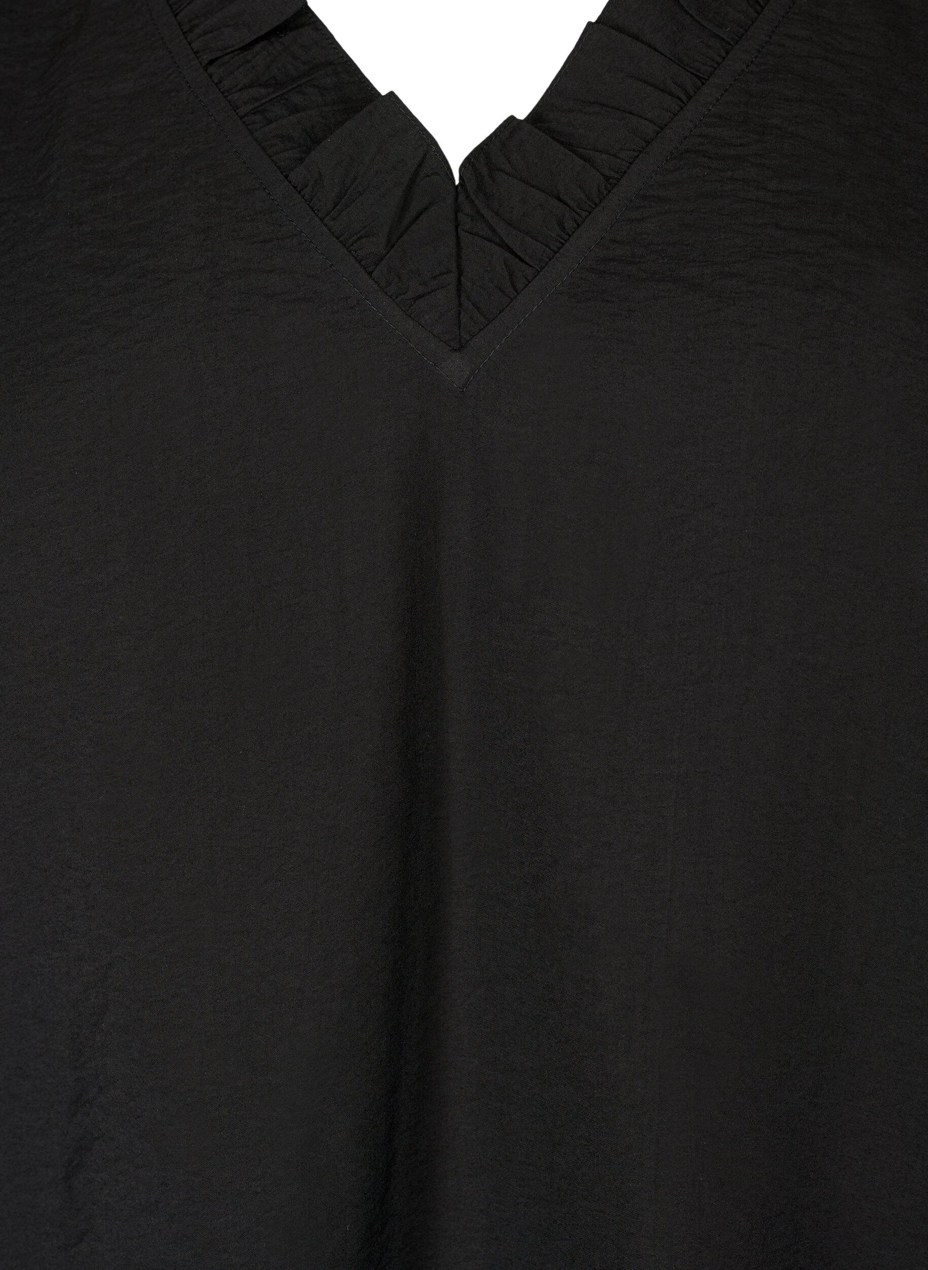 Zizzi Lange-mouwen viscose blouse met ruche details, Black, Packshot image number 2