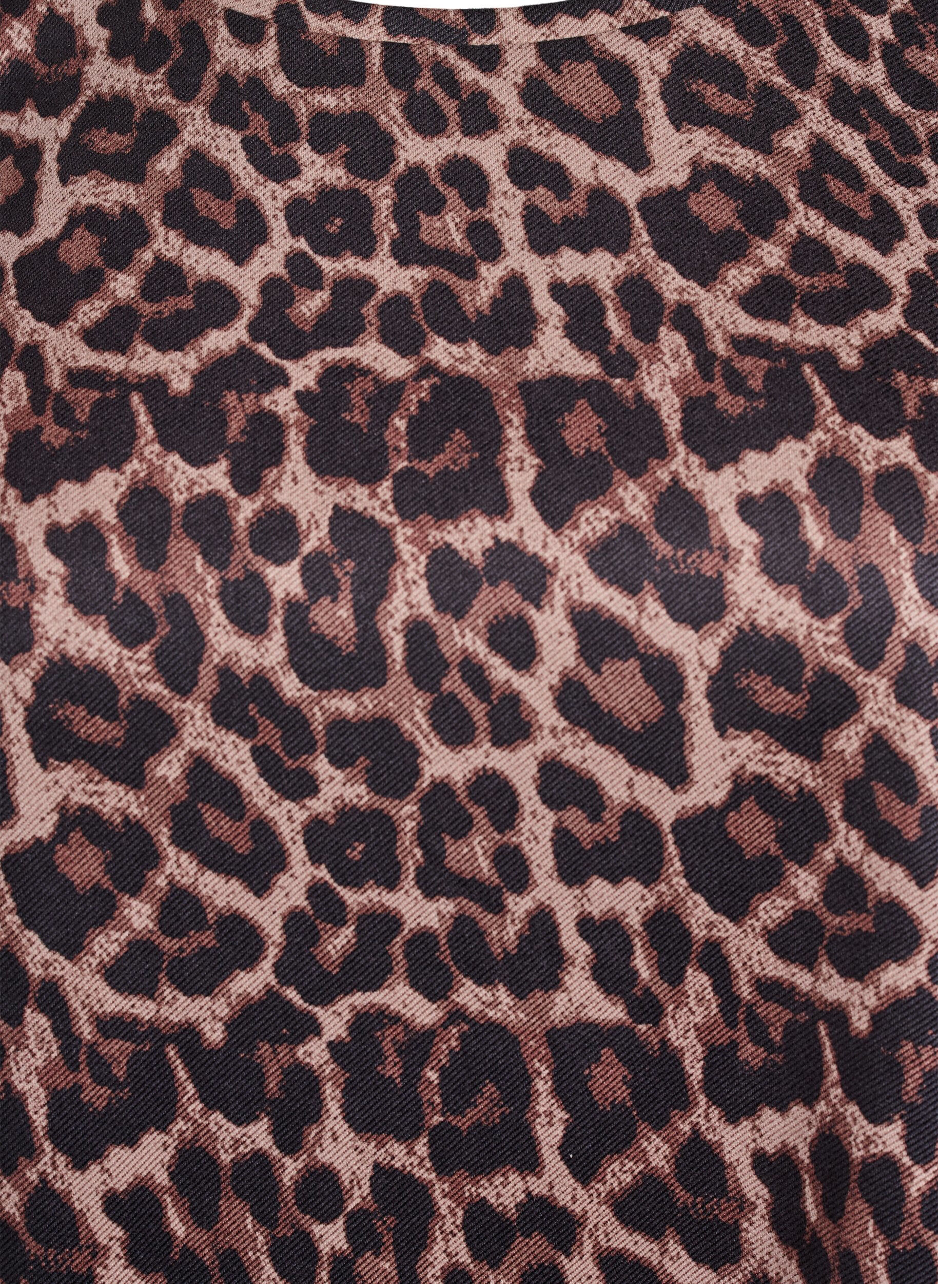 Zizzi Korte A-lijn jurk met 7/8 mouwen, Bruin, Packshot image number 2