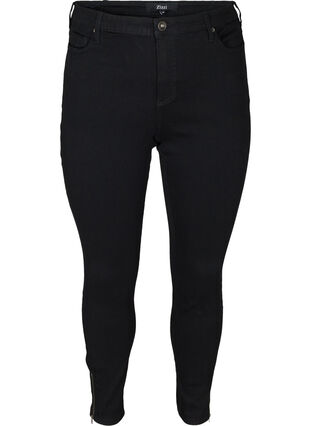 Cropped Amy jeans met hoge taille en ritssluiting, Black, Packshot image number 0