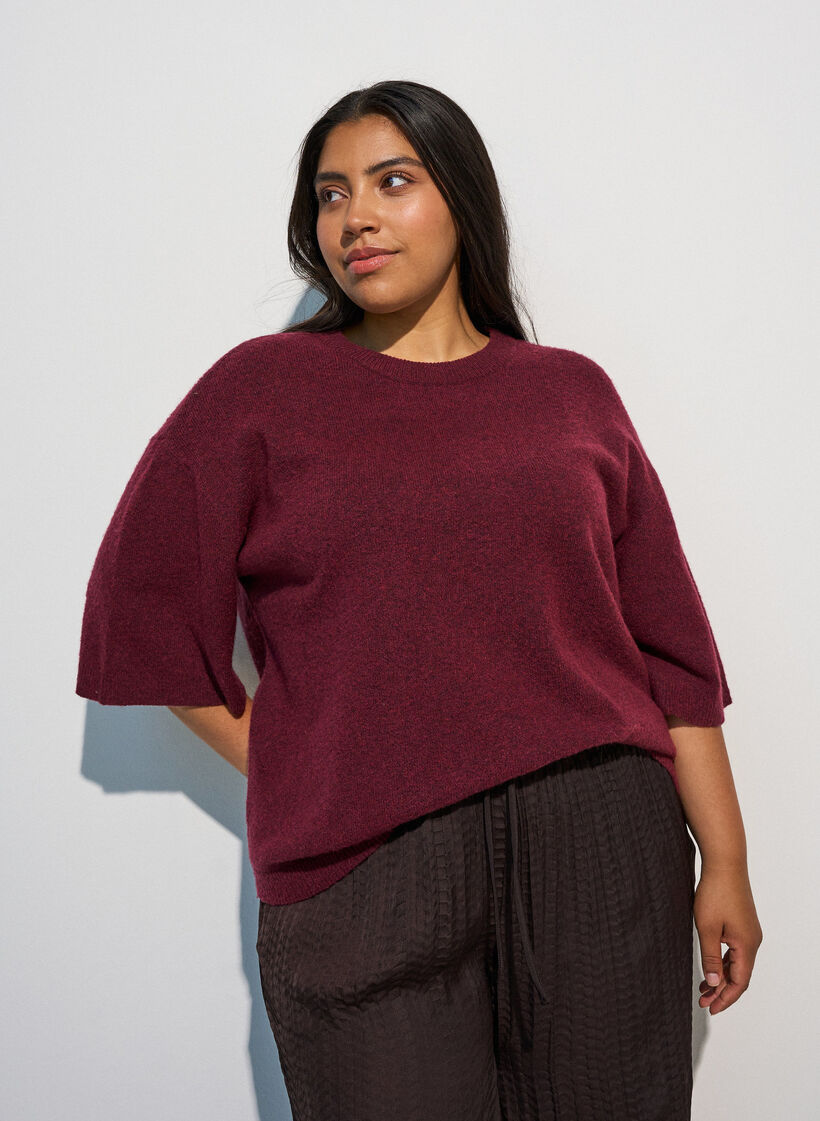 Los gebreide shirt met korte mouwen, Rood, Model image number 0