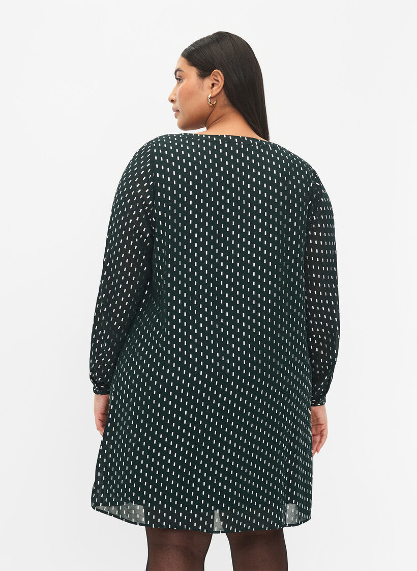 Jurk met lange mouwen en folieprint, Scarab w. Silver, Model image number 1