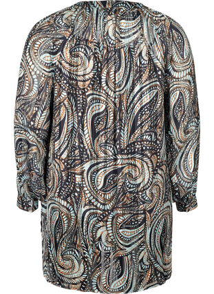 Lange blouse met paisley print en lurex, Black Paisley, Packshot image number 1