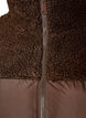 Halflange pufferjas met teddystof, Bruin, Packshot image number 2