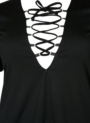 Omkeerbare blouse met trekkoord, Black, Packshot image number 2