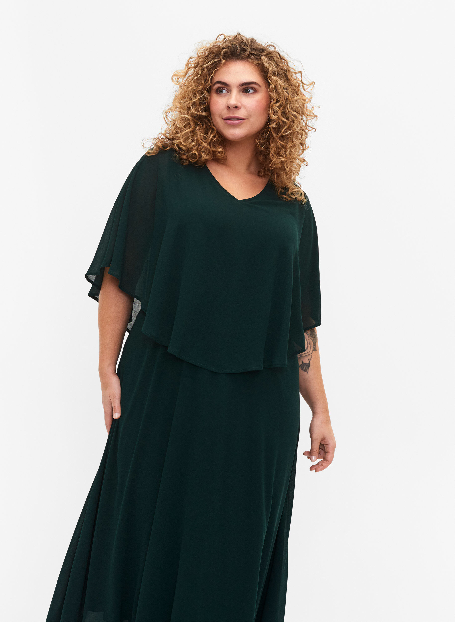Zizzi Maxi-jurk met korte mouwen en a-vorm, Scarab, Model image number 2