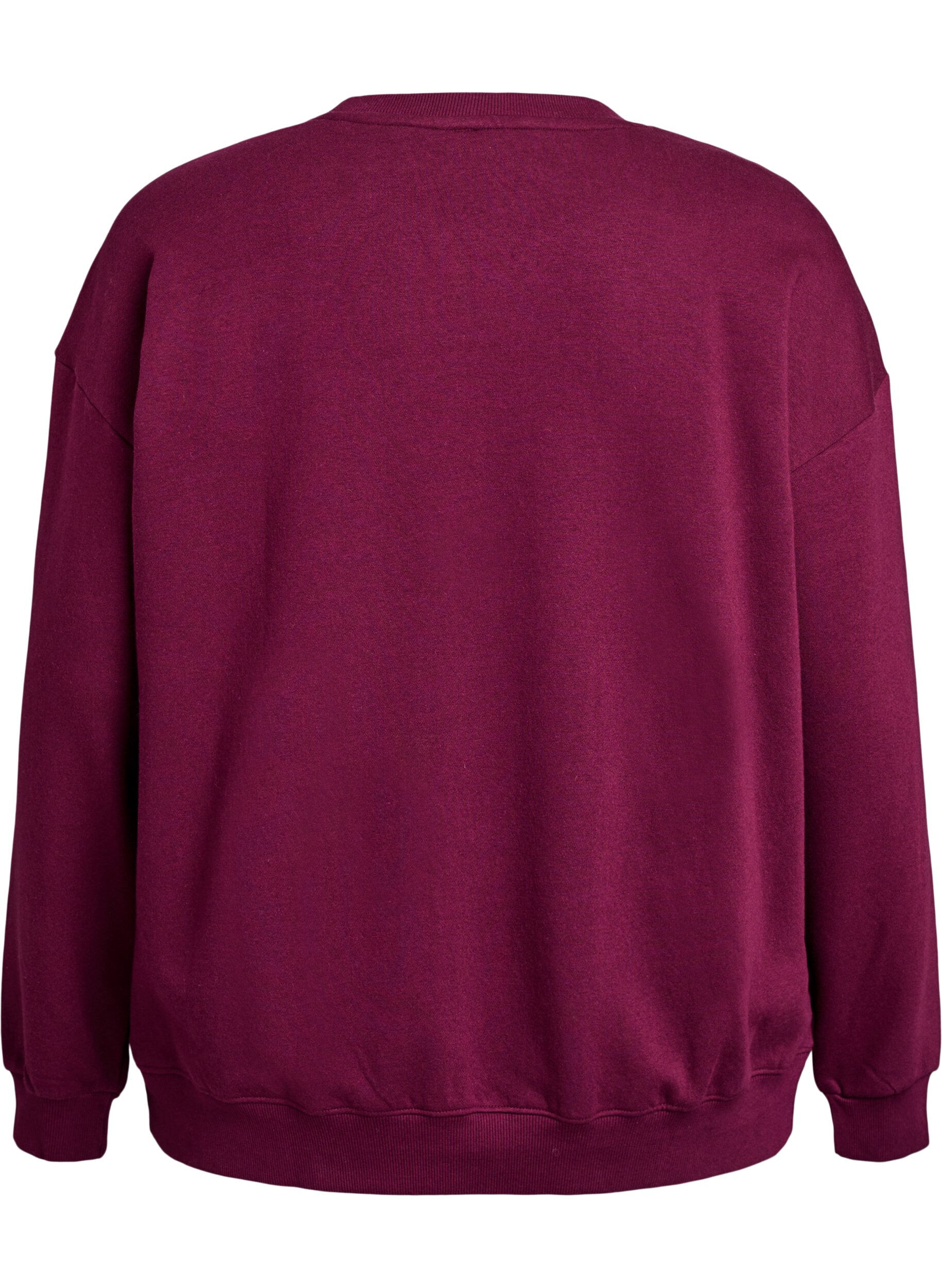 Zizzi Het sweatshirt met tekstprint, Donker Bordeaux, Packshot image number 1
