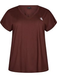 Losvallend trainings-T-shirt met V-hals, Bruin