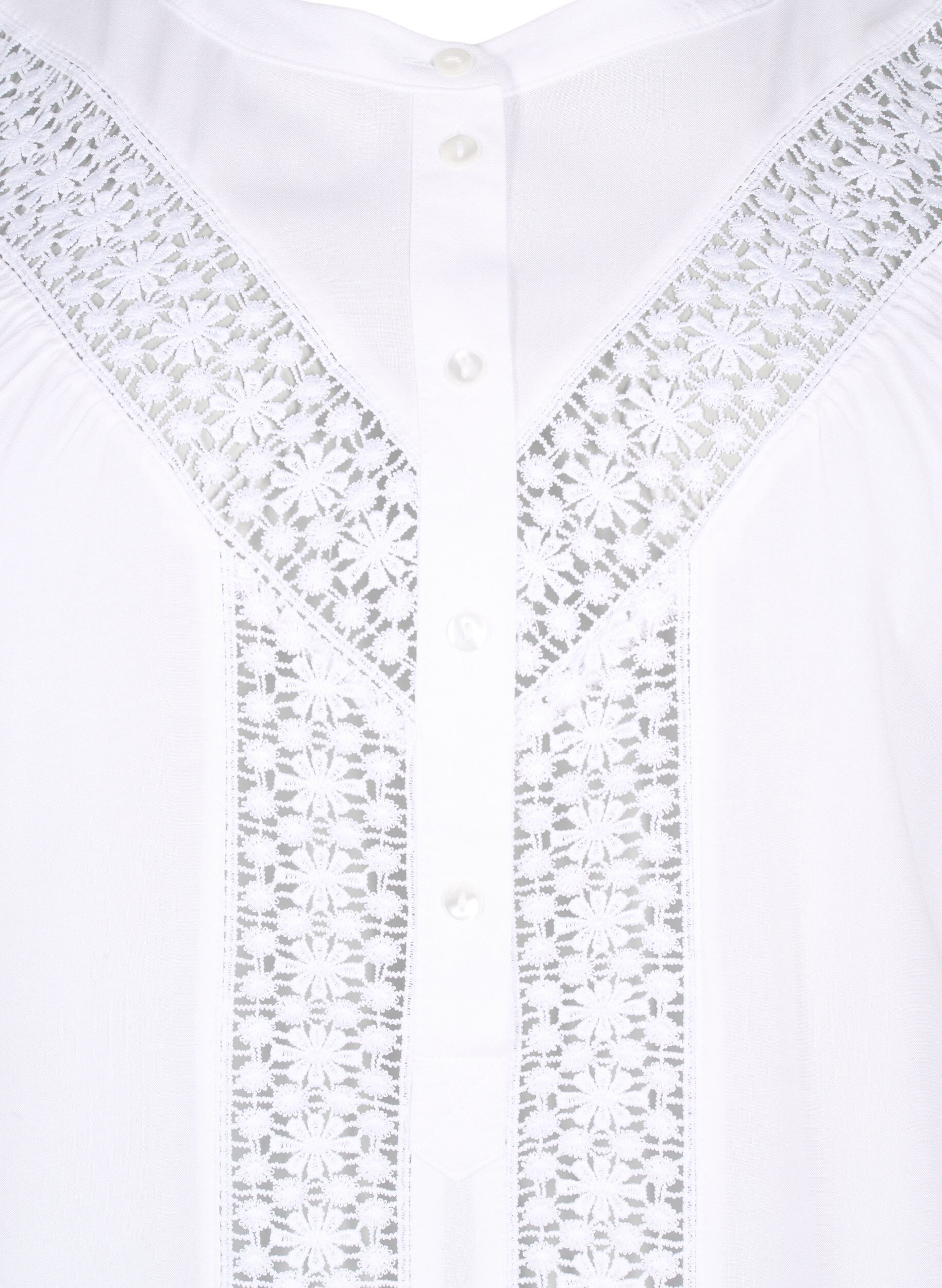 Zizzi Viscose blouse met kanten afwerking, Bright White, Packshot image number 2