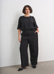 Jacquard blouse met sprankelende details en pofmouwen, Zwart, Model image number 1