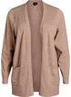 Lange open knit vest met zakken, Beige, Packshot image number 0