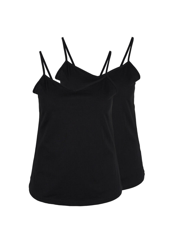 Set van 2 basic tops in katoen, Black/Black, Packshot image number 0