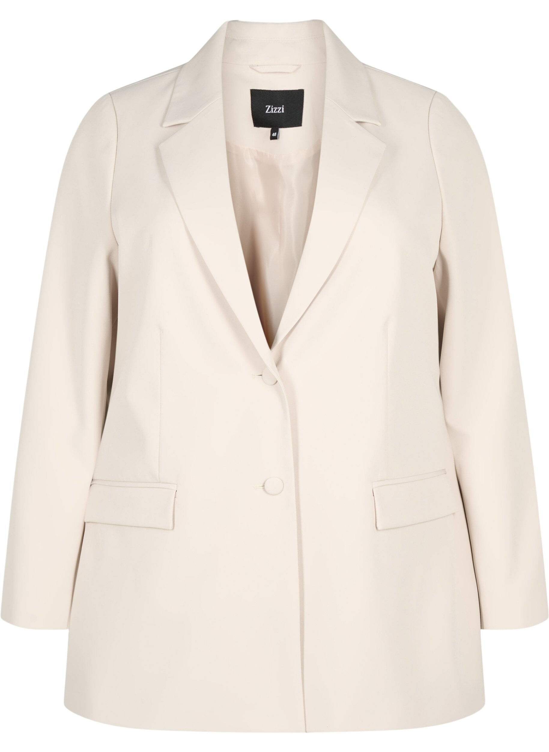 Zizzi Klassieke blazer met knoopsluiting, Pumice Stone, Packshot image number 0