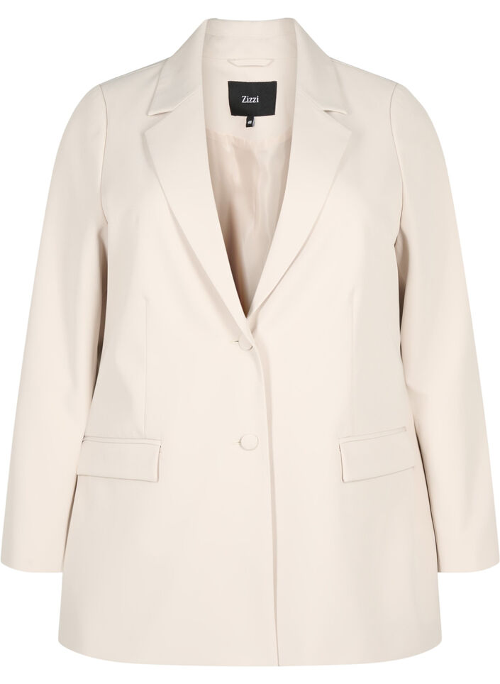 Klassieke blazer met knoopsluiting, Pumice Stone, Packshot image number 0