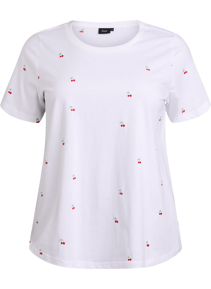 T-shirt in biologisch katoen met geborduurde motieven, Wit, Packshot image number 0