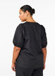 Blouse met korte mouwen en kant detail, Black, Model image number 1