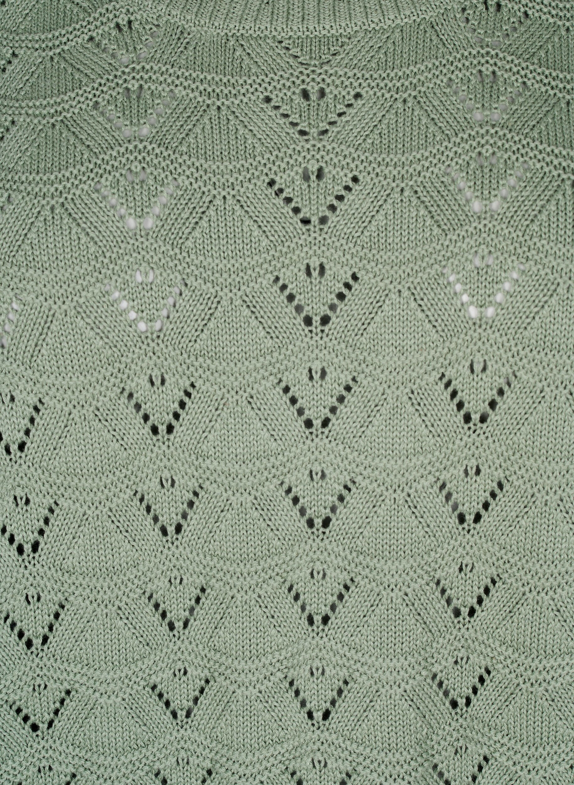 Zizzi Gebreide blouse met lange mouwen en een opengewerkt patroon, Green Bay, Packshot image number 2